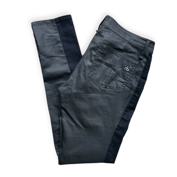 Rag & Bone Grey Black Tuxedo Stripe Skinny Jeans in “Midnight,” sz 27” - Picture 4 of 11